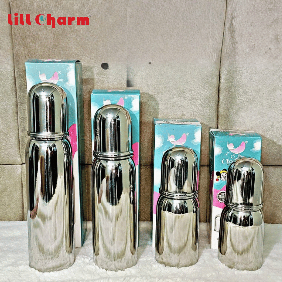 Lill Charm Premium High-Grade Stainless Steel Baby Feeding Bottle (Rust-Proof & BPA-Free)