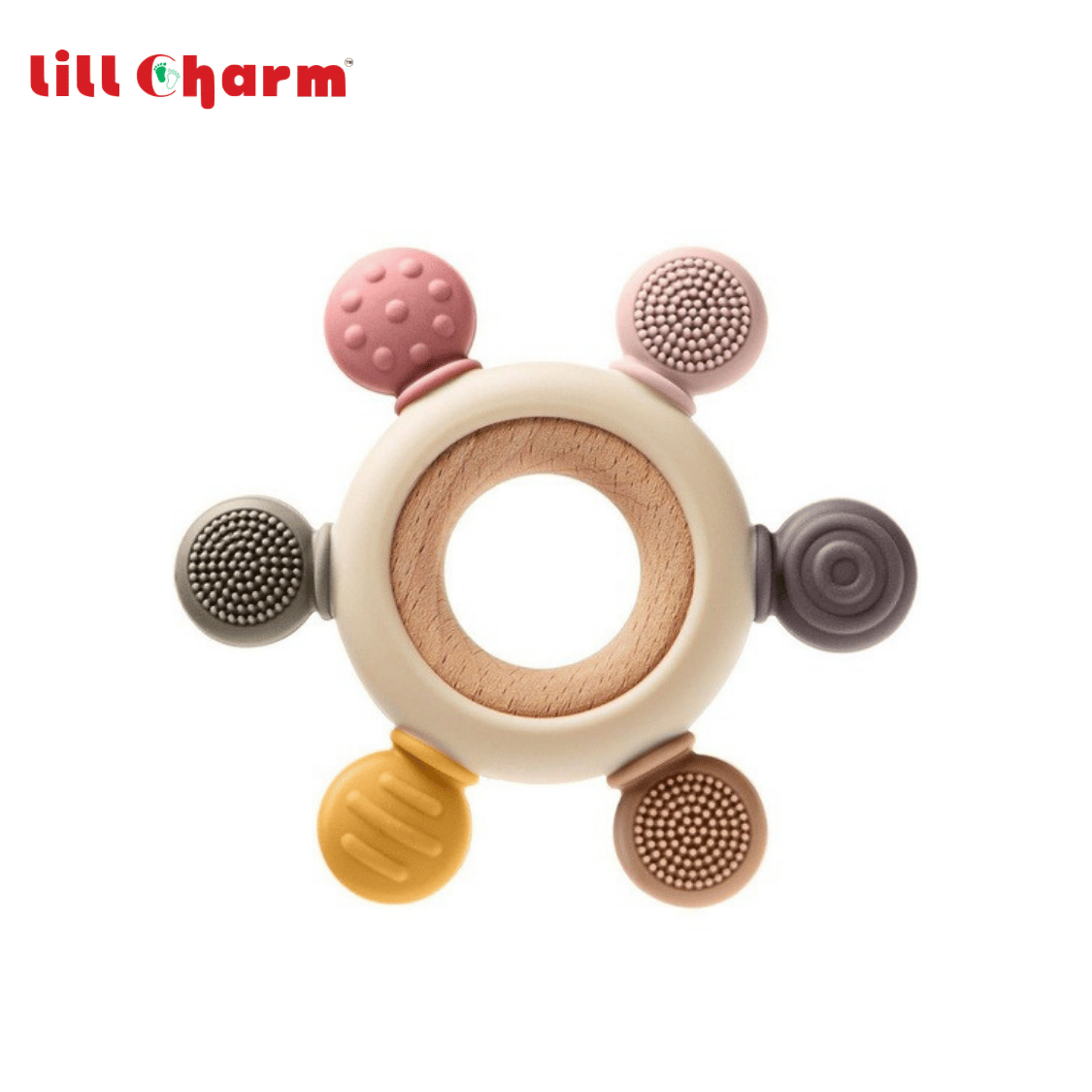 Lill Charm Premium Wooden Center & Silicone Texture Teether
