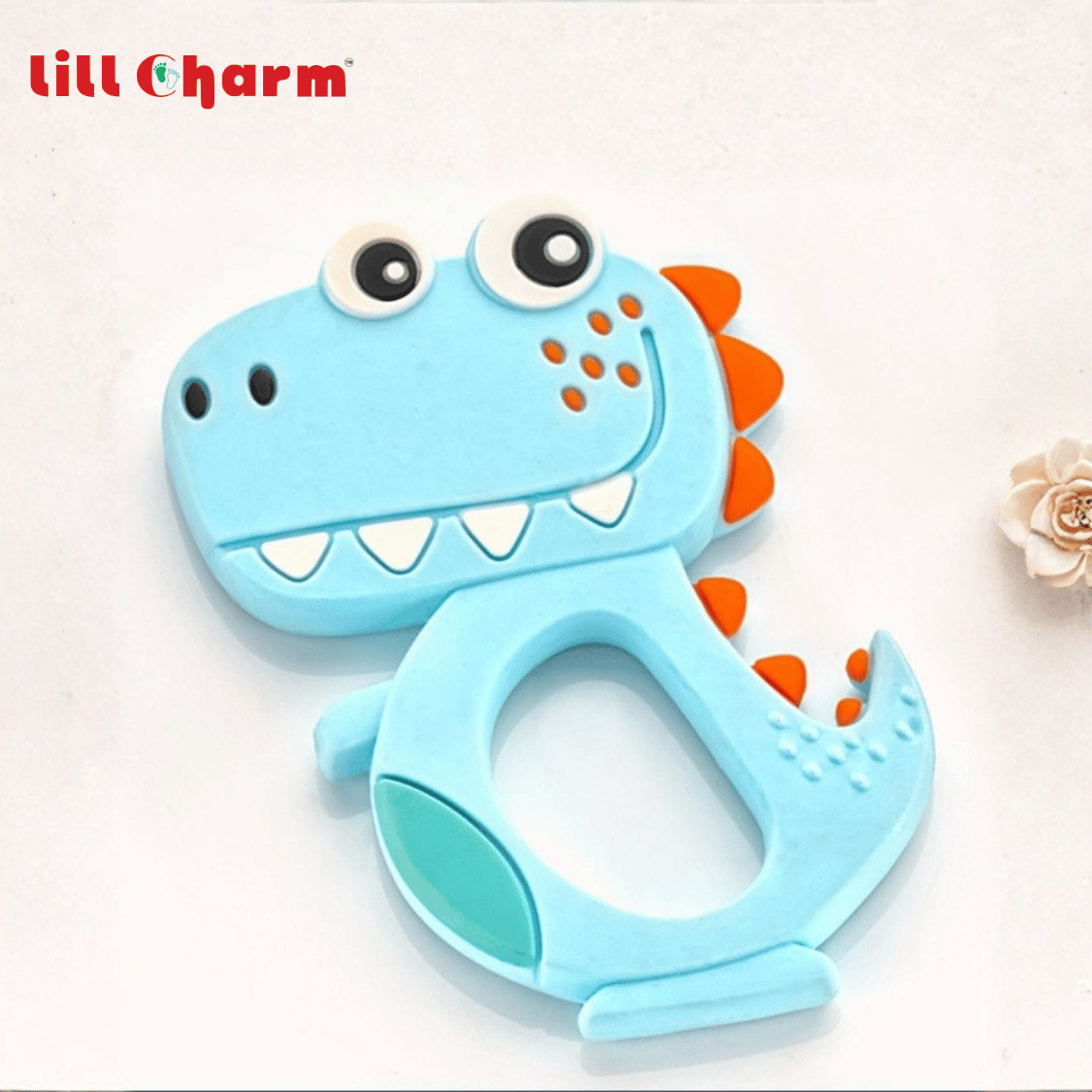 Lill Charm Blue Dinosaur Silicone Teether Stick