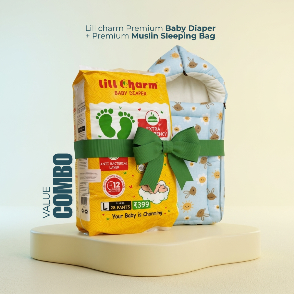 Premium Baby Diaper Combo Pack with Pure Muslin Sleeping Bag