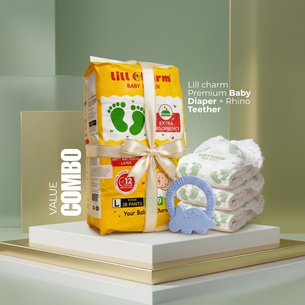 Baby Diaper Pack with Free Teether combo| Soft, Leak-Proof & Skin-Friendly Diapers (S, M, L Sizes Available)