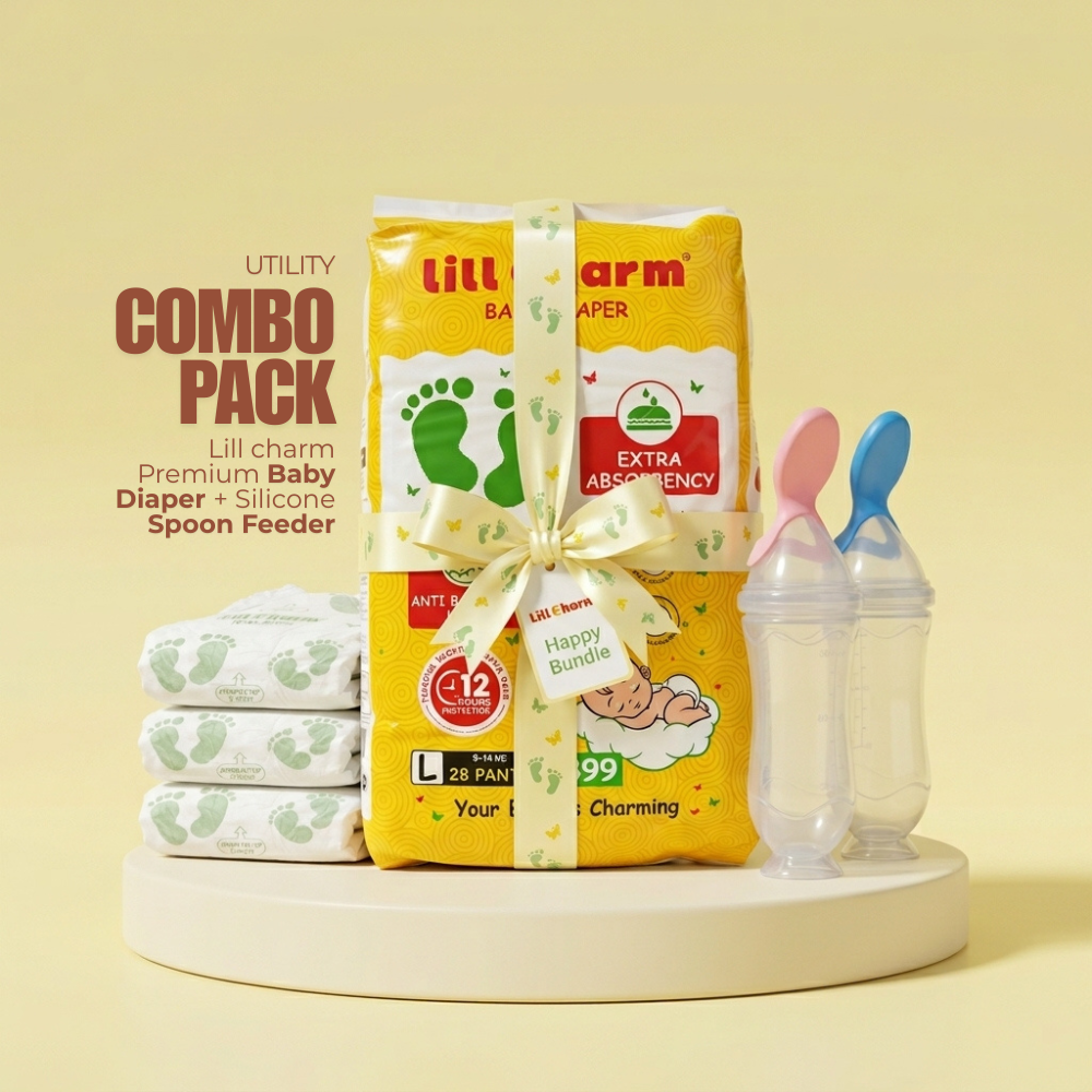 Premium Baby Diaper Combo Pack with Soft Silicon Spoon Feeder
