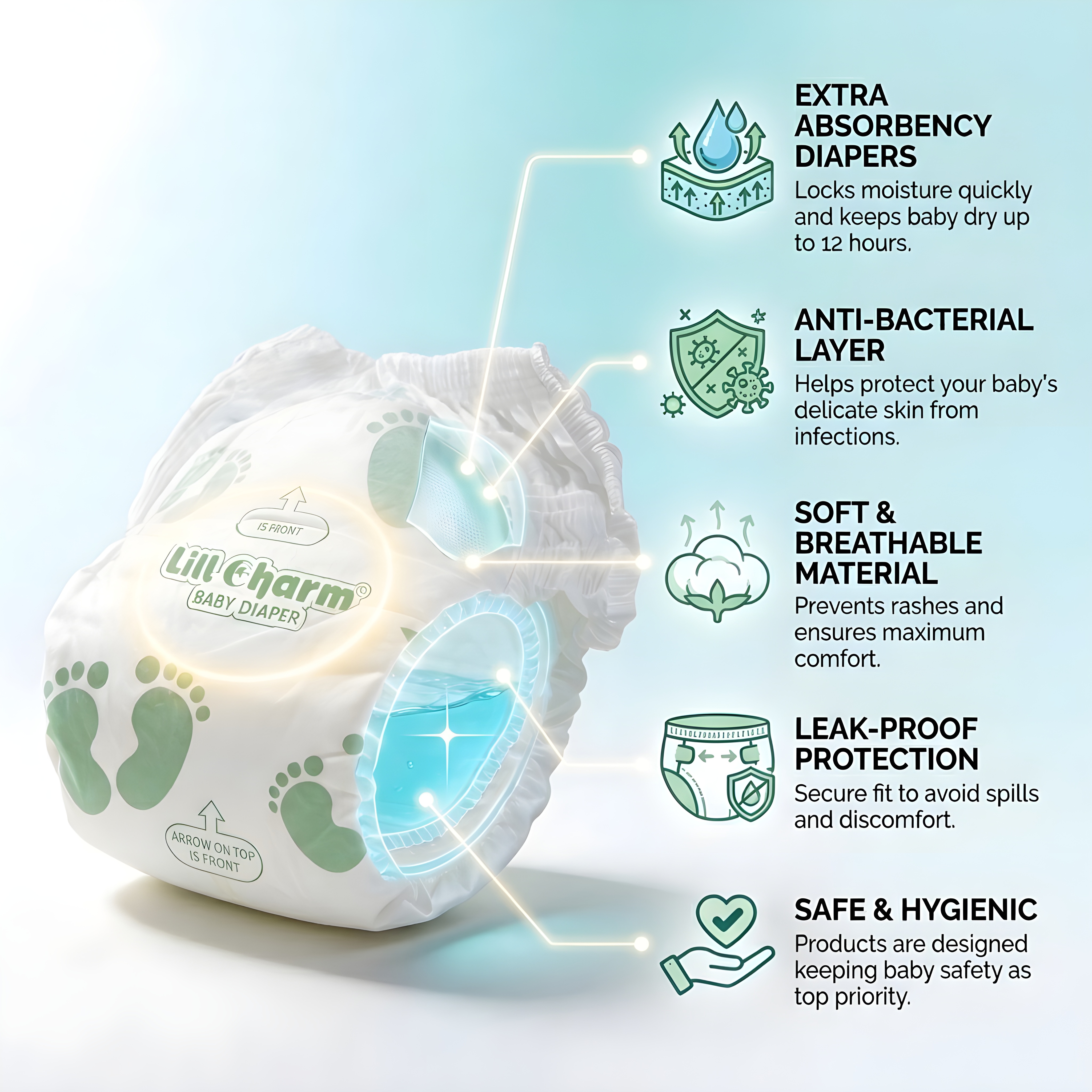 Premium Baby Diaper Combo Pack with Muslin Bib